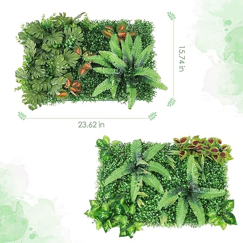 Vusddy Lot de 2 Panneaux Muraux pour Plantes Artificielles 60 x 40 cm, Faux Panneaux de Plantes avec Feuilles, Réaliste Plantes Décoration pour l'intérieur, l'extérieur, Mur, Balcon, Jardin, Mariage - Nail Gallerys