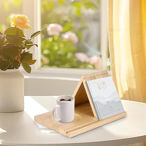 BTBHIHO Étagère à livres de lecture avec porte-gobelet, petite étagère à livres de lecture, triangulaire courte en bois de haute qualité, convient comme cadeau d'anniversaire pour chambre à coucher - Nail Gallerys