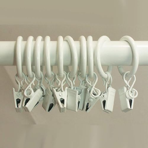 LOVIVER 24pcs Anneaux Avec Pinces Pour Rideaux, Draperie Décorative En Métal Résistant - Blanche 25mm - Nail Gallerys
