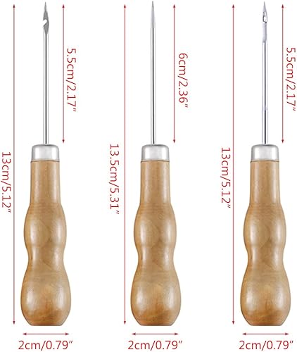 kdjsic Poignée en Bois Chaussures réparation poinçon Cuir Chaussure Couture cordonnier Outil Bricolage Artisanat réparation Main piqueuse Droite Crochet incurvé - Nail Gallerys