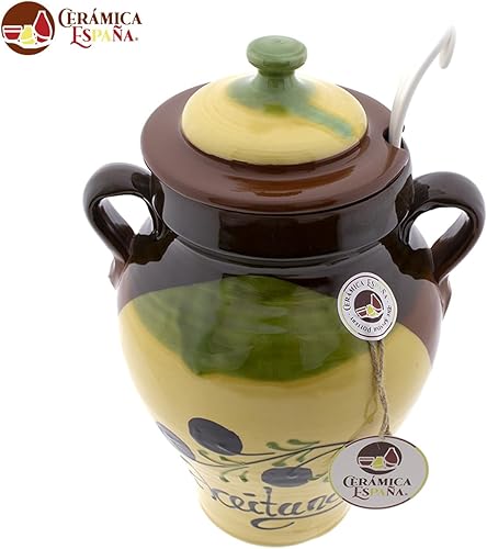 CERÁMICA ESPAÑA Olives | Olives | Orza pour olives | Pots de cuisine | Orza de boue Modèle M01 | 20 x 17 x 31 cm | 2,75 litres - Nail Gallerys