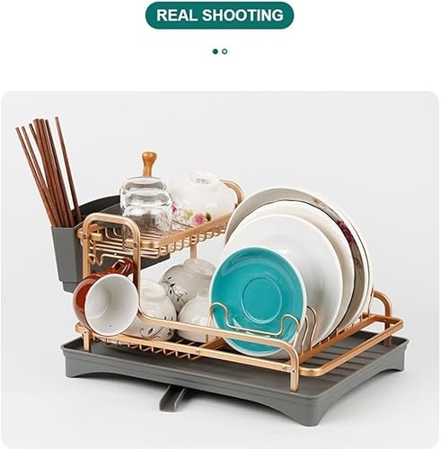 Marran Égouttoir à Vaisselle de Cuisine en Acier Inoxydable, Support de Vidange D'Évier, Accessoires D'Égouttoir à Couverts, Organisateur D'Assiettes de Rangement, Étagère Dorée - Nail Gallerys