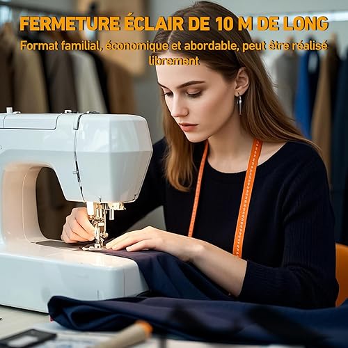 Aerzouser 10M Fermeture éclair，Fermeture Eclair au Metre，Avec 10 Curseurs Fermeture éclair，Zip Fermeture Eclair，Matériau en Nylon，Convient Pour les Vêtements, les Sacs, La Literie, etc (Blanc, #3) - Nail Gallerys