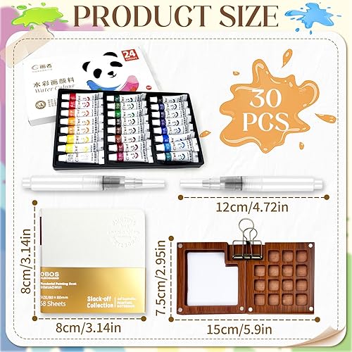 NlsqEU Mini Palette Aquarelle, Aquarelle Voyage, Kit de Peinture Miniature 24 couleurs d'aquarelle Kit Aquarelle Portable pour Aquarelle, Gouache - Nail Gallerys