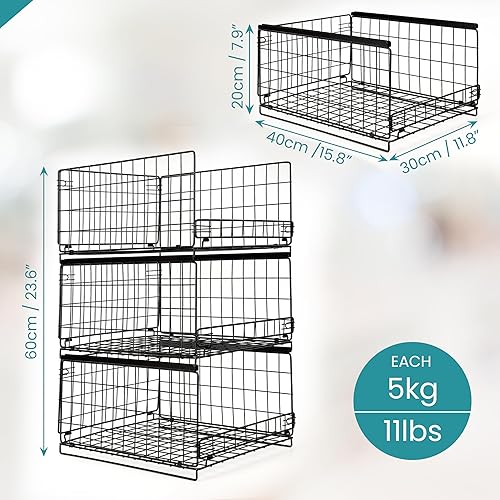 Belle Vous Organisateur Coulissant à 3 Niveaux - Tiroir de Placard ou Armoire - Panier de Rangement Empilable - Bac de Dressing pour Vetement - Boite Coulissante et Pliante - Nail Gallerys