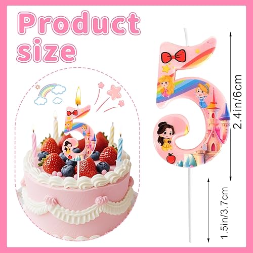 Bougie Numéro 5 Princesse, Bougies à Gâteau, Bougies Anniversaire Princesse, Décoration de Gâteau, Rose, Fille, avec Motif, Décorations de Fête, Anniversaires D'enfants, Baby Showers, Mariages - Nail Gallerys