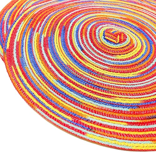 Spldsun 4 Pièces Set de Table Coton Rond, Sets de Table Rond Tissés, Sets de Table Lavables, pour Tables Antidérapantes, Anti-Rayures, Décoratives (Rouge) - Nail Gallerys