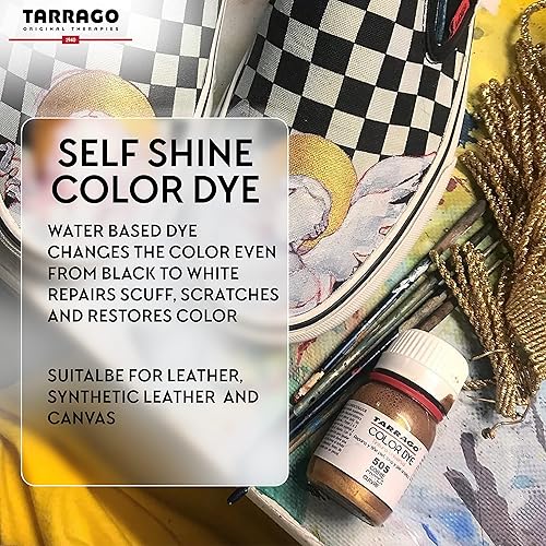 Tarrago | Self Shine Color Dye 25 ml | Teinture Auto-brillante pour Chaussures et Accessoires | Couvre les Éraflures et l'Usure des Chaussures (Marron Clair 29) - Nail Gallerys