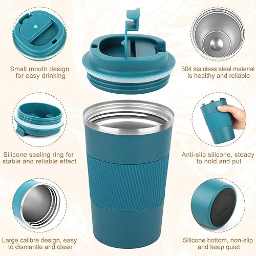LDERFIV Mug Isotherme,13oz/380ml Thermos Café, Acier Inoxydable sous vide Anti-fuite Gobelet de Voyage avec Couvercle, Réutilisable Gobelet Isotherme, Tasse Isotherme de Voiture - Nail Gallerys