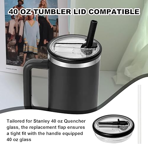 Couvercle Stanley Cup Etanche, Couvercle Stanley Cup, Convient Pour Tasse De 40 Oz Stanley Cup, Deux Couvercles, Deux Pailles, Réutilisable, Étanche Et Anti-Poussière (Violet clair) - Nail Gallerys