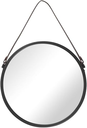 Ariane Déco Miroir Barbier Rond, Encadrement en Métal Noir, 40 cm de Diamètre - Nail Gallerys