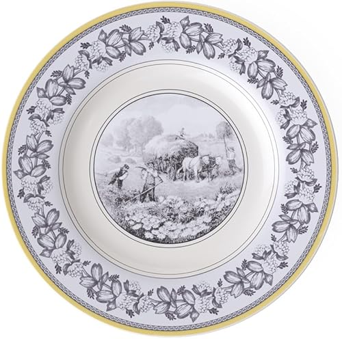 Villeroy & Boch Audun Ferme Assiette de présentation, 30 cm, Porcelaine Premium, Blanc/Gris/Jaune - Nail Gallerys