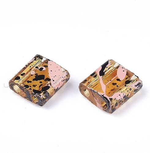 Lot de 200 perles rectangulaires Tila en verre galvanisé à 2 trous de 5 mm pour la fabrication de bijoux - Nail Gallerys