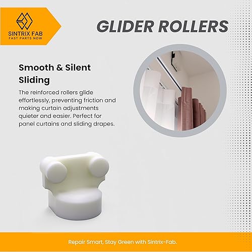 Sintrix-Fab Lot de 4 rouleaux coulissants compatibles avec les rails de rideaux IKEA Kvartal – Ajustement sûr et glissement fluide – Idéal pour rideaux à panneaux et rideaux coulissants - Nail Gallerys