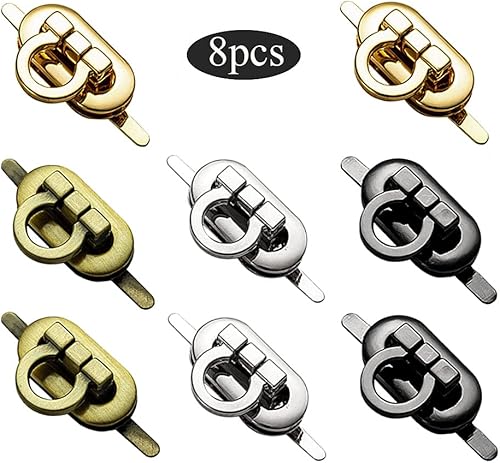 Niaciswe Fermoir Tourniquet pour Sac 8 Pièces Fermoir Sac Fermoir Cartable Verrouillage Fermoir Tourniquet Fermoir Pression en Métal Verrou Tournant Fermoir Serrures pour Sacs à Main 4 Couleurs - Nail Gallerys