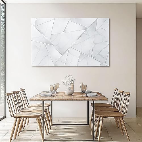 Impression sur toile 70L x50l cm decoration chambre -tableau decoration murale Géométrie Diamant Style Abstrait decoration maison - Tableau Moderne - toile peinture Blanc argenté - Nail Gallerys