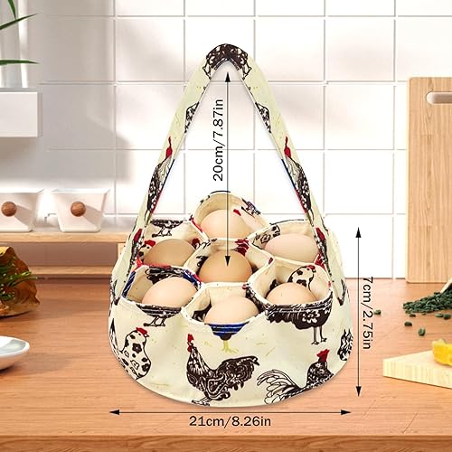 Panier de Collecte D'oeufs avec 7 Sacs, Sacs de Collecte D'œufs de 20 cm, Panier de Collecte D'oeufs en Tissu Portable, Ferme Panier à œufs Protéger œufs de L'écrasement, Conviennent a Ferme (Blanc) - Nail Gallerys