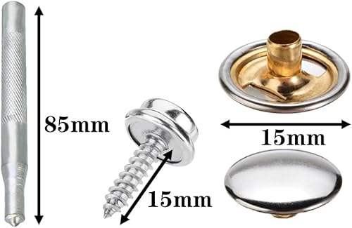 Csirnto Lot de 62 boutons-pression en métal pour vêtements - Boutons pression en métal - En acier inoxydable - Pour veste en cuir, sac à main, portefeuille - Argenté - Nail Gallerys