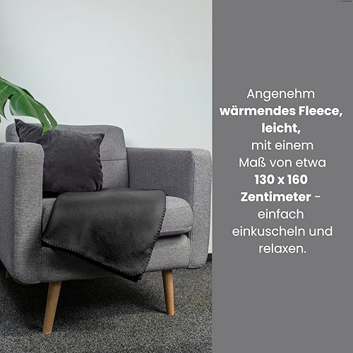 Lot de 2 couvertures Polaires oekoTex 130x160 cm env. 400g avec Anti-Boulochage et Bord ourlé Noir - Nail Gallerys