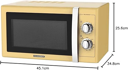 SCHNEIDER SMW20VCR, Micro ondes Vintage, Monofonction, 700 watts, 20 litres, Contrôle mécanique, Fonction décongélation, Plateau tournant (24.5cm), Crème - Nail Gallerys