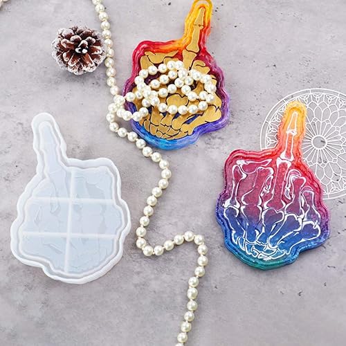 FineInno Moule en Silicone Résine époxy Skeleton Hand Tray Resin Mold Bricolage Plateau Decoratif Moulle Plat Bijoux Moule Main Squelette Moulage Coaster Moules Faire Bijoux - Nail Gallerys