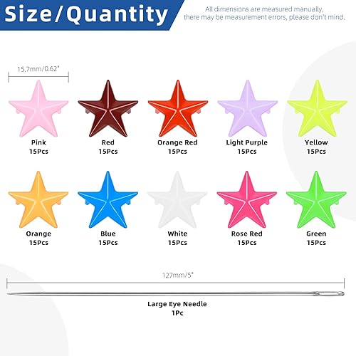 Glarks Lot de 150 clous en forme d'étoile en métal, rivets punk multicolores à 5 griffes, rivets à perles griffes, rivets à tête à clou avec aiguilles à gros chas pour loisirs créatifs, vêtements, - Nail Gallerys