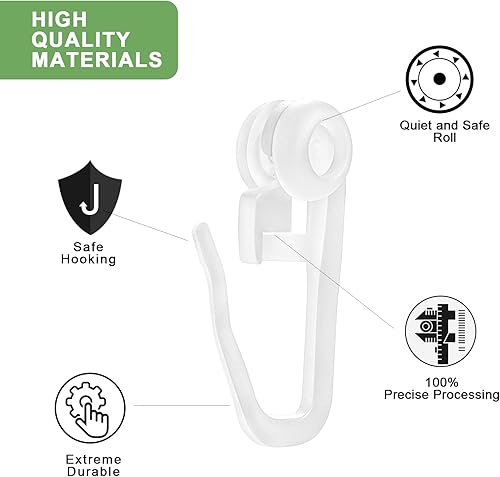 Lot de 100 roulettes de rideau de qualité supérieure pour rail - 8 mm - Dimensions standard - Pour rail de 4 à 6 mm de largeur - Avec 6 bloqueurs - Nail Gallerys