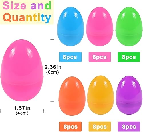 48 Oeufs de Pâques à remplir, Oeufs de Pâques en Plastique de Couleurs Mixtes, déco de Pâques pour garçon Fille, Oeufs de Pâques Surprise Rechargeable pour fête à thème de Pâques - Nail Gallerys