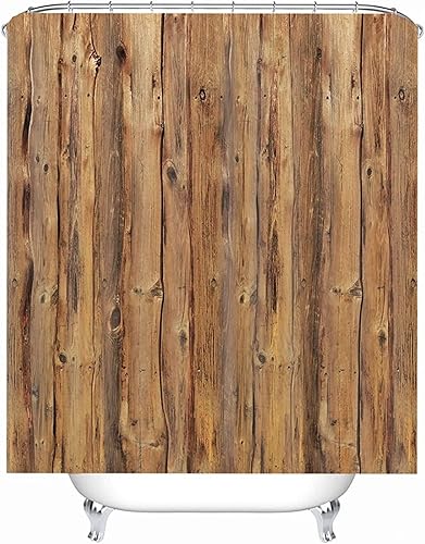 NODATE Rideau de Douche 3D Planches de Bois D'époque Anti Moisissure 120x180 cm Lavable en Polyester pour Baignoire - Nail Gallerys