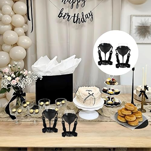 Lyivisk Lot de 2 porte-verres à vin à porter autour du cou, cadeaux portables, porte-verres à vin, pour fête, anniversaire, mariage, exposition (noir) - Nail Gallerys