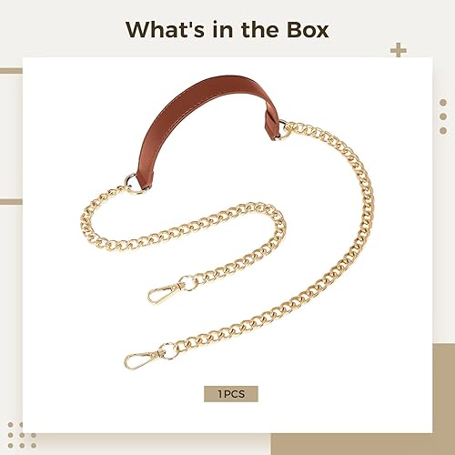 Sangle de rechange 51.2 pour sacs à bandoulière, cuir synthétique marron et chaîne en métal doré de luxe, design élégant et facile à remplacer, marron, taille unique - Nail Gallerys