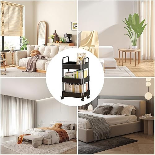 Anloximt Chariot Utilitaire à roulettes à 4 Niveaux Chariot à roulettes pour Le Rangement du Papier Rangement à roulettes Chariot d'étagère Mobile hariot Rangement - Nail Gallerys