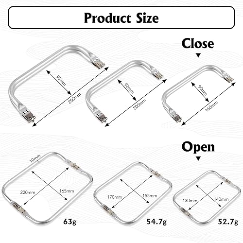 LWMTT 3 Pièces Poignées de Cadre de Sac à Main 16cm 20cm 25cm Cadres de Sac à Main en Aluminium pour Sac à Main de Bricolage Accessoires de Sac - Nail Gallerys