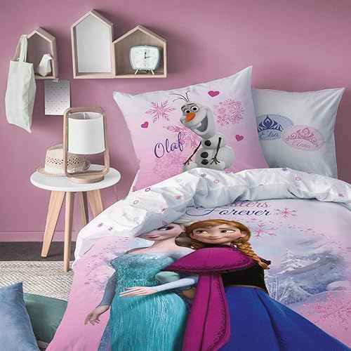 CTI - Parure de lit - 43999 - Motif de La reine des neiges avec montagnes - Rose - 135 x 200 et 80 x 80 cm - Nail Gallerys