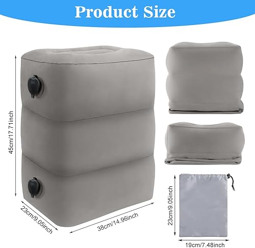 Ainiv Repose Pieds Gonflable, Hauteur Réglable à 3 Couches, Repose Pieds Gonflable et Oreiller de Voyage Gonflables, Essentiels de Voyage pour Avion, Voiture, Train, Bureau et Maison - Nail Gallerys