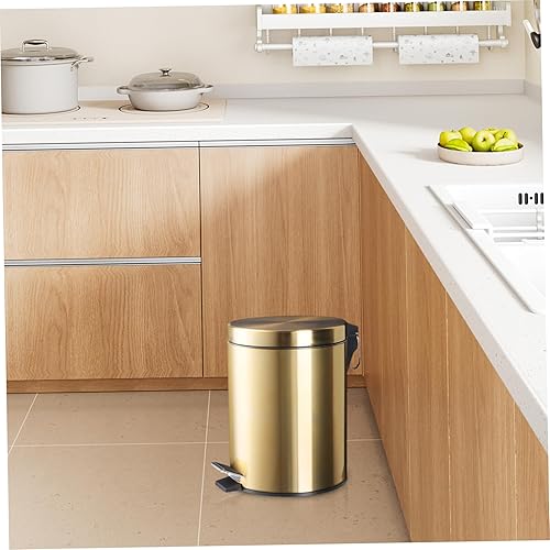 Banziaju Poubelle de salle de bain, poubelle 2, 1 gallons / 8 litres en métal canette salle bain avec couvercle - petit pour, conception élégante des ordures pour la maison, le bureau (or), petit - Nail Gallerys