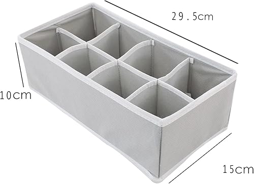 TRIXES Lot de 2 organisateurs de rangement - Parfait pour les chaussettes Cravates Sous-vêtements Bijoux - Diviseurs de compartiments à tiroir escamotables - Couleur gris - Nail Gallerys