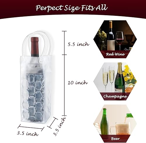 Sac à vin glacé, refroidisseur de vin, refroidisseur de vin, refroidisseur de bouteille de vin, refroidisseur de bouteille de vin, sac de vin transparent pliable, convient pour champagne ou vin blanc, - Nail Gallerys