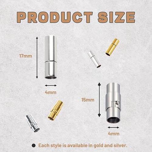 Zzcy 32 Pièces Fermoir Bracelet Cuir 4mm Fermoir Magnétique Bracelet Or et Argent Attache Bracelet pour Bijoux Embouts de Cordon pour Bijoux Faisant Fermoir Collier Cuir Deux Modèles - Nail Gallerys
