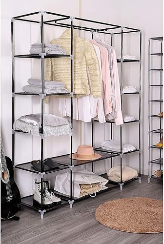 dibea Armoire de Rangement penderie Armoire Pliable en Tissu, 175x150x45 cm Noir - Nail Gallerys