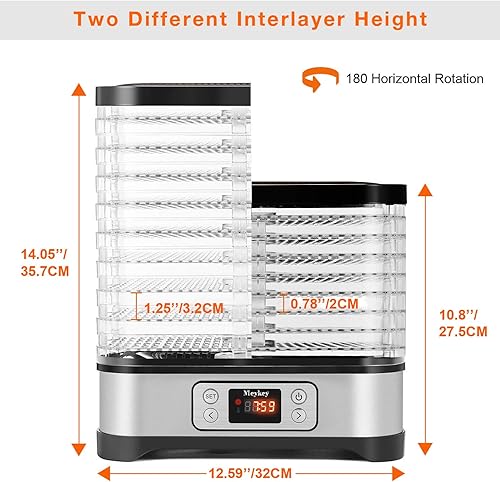 Déshydrateur avec régulateur de température et minuterie, déshydrateur de nourriture, de fruit, de viande Sans BPA 5 niveaux 8 Etagen - Nail Gallerys