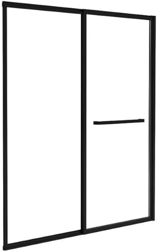 Vente-unique-Pare baignoire coulissant noir mat avec porte serviette - 120x140 cm - WAIMEA - Nail Gallerys