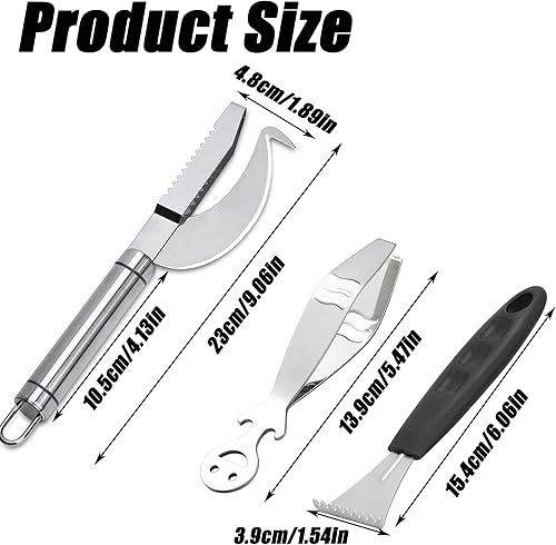 ZAHD 3 Pièces couteau à écailles de poisson 3 en 1 ecailleur poisson ecailleur poisson professionnel stainless fish scale remover pince a desareter le poisson Pour Cuisine,Restaurant - Nail Gallerys