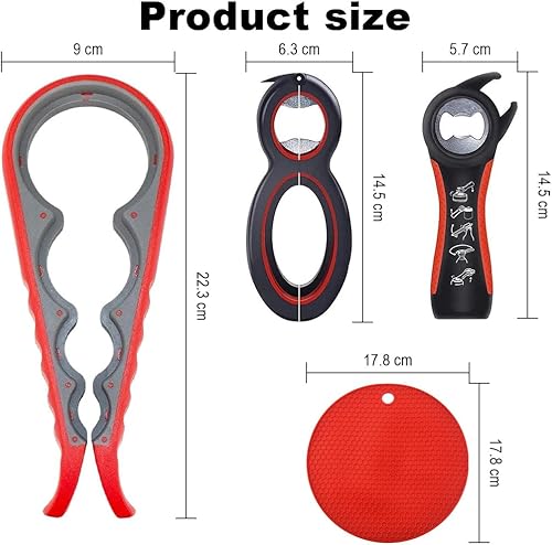 Aililong Lot de 4 décapsuleurs multifonctions - Ouvre-bocal à visser - Pour personnes âgées - Pour les mains faibles et l'arthrite - Nail Gallerys