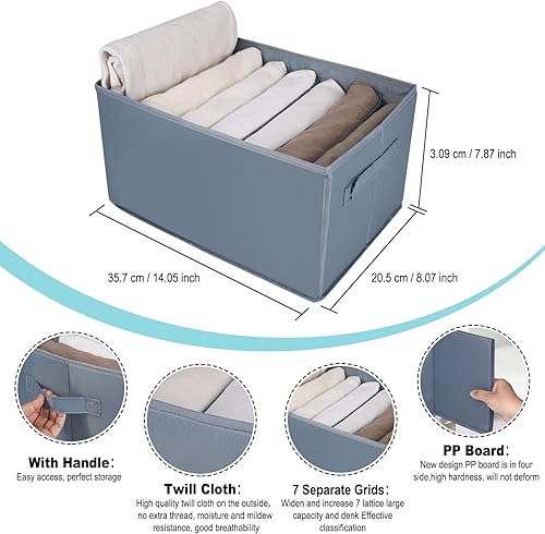 Sofore Organisateur de Tiroir Pliable, 2 Pcs Boîtes de rangement pliables Placard Armoire Organisateur de Tiroir Organisateur pour Jeans Pantalon T-Shirt Chemise, Bleu - Nail Gallerys