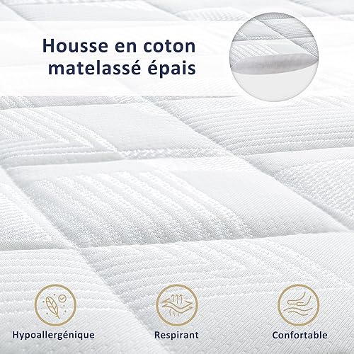 BedStory Surmatelas 140x190 en Mousse Gel Injectée de 7,5 CM, Découpée dans Une Seule Pièce (sans Colle), Housse 3D Respirante Épaisse - Confort Amélioré pour Lits et Canapés-Lits Inconfortables - Nail Gallerys