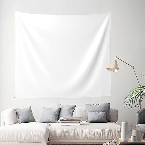 WBQLSL Tapisserie murale décorative blanche de couleur unie - 152,4 x 129,5 cm - Pour salon, chambre à coucher - Nail Gallerys