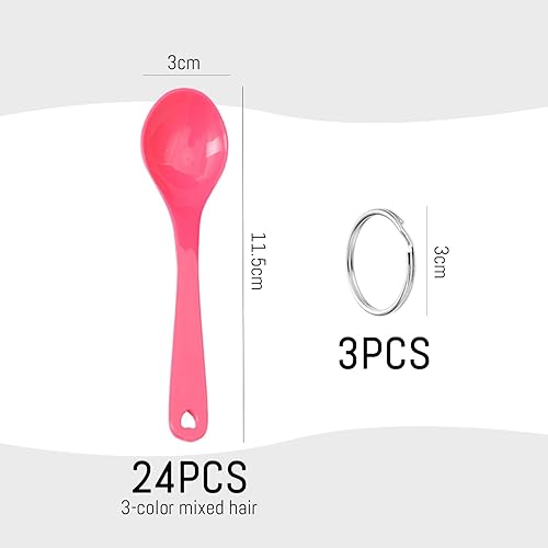 24 Cuillères En Plastique Et 3 Anneaux D'Ouverture De Rangement, Cuillères À Long Manche, Cuillères À Dessert, Cuillères À Fruits, Cuillères À Glace, Ustensiles De Cuisine - Nail Gallerys