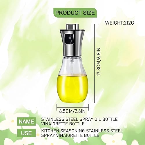 CZAYEFNH Vaporisateur Huile, Pulvérisateur d'huile pour huile alimentaire flacon d'huile verre, Spray Huile d'olive Portable avec Entonnoir Parfait pour Cuisine, Salade, Cuisson, BBQ, 200ml - Nail Gallerys