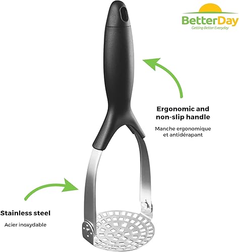 BetterDay Presse-Purée Manuel Professionnel Robuste SATISFAIT OU REMBOURSÉ Presse-Légumes ACIER INOXYDABLE Manche Antidérapant Pliable Lavable au Lave Vaisselle Nettoyage Facile - Nail Gallerys